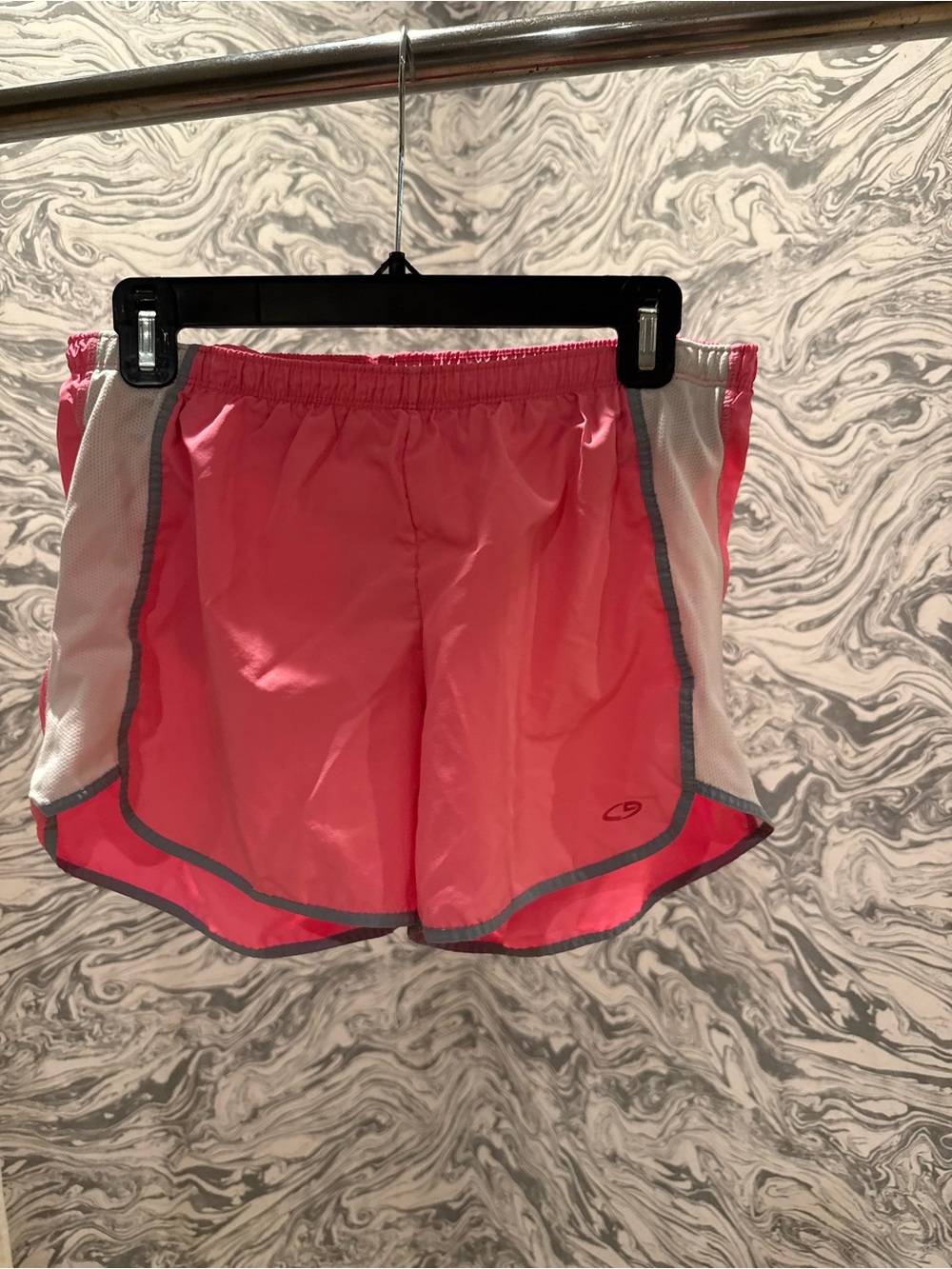 Champion Women's Pink Athletic Shorts with Gray Mesh